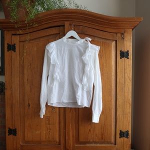 Doen white ruffle blouse